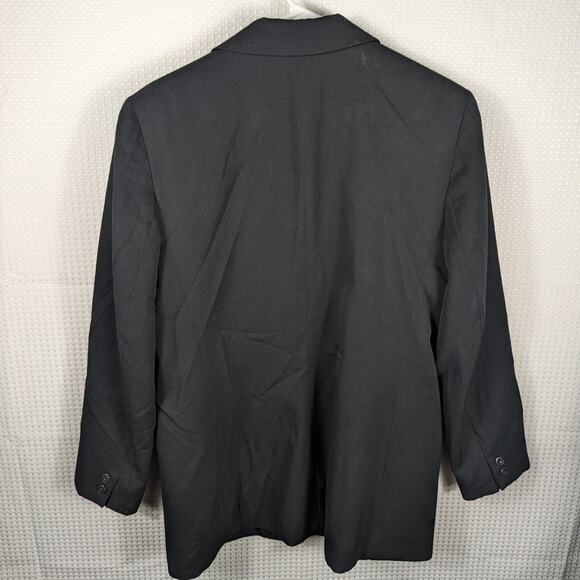 Lands End Womens 12 Black Wool Blazer Jacket Made in USA Single Button Vintage - Picture 3 of 3